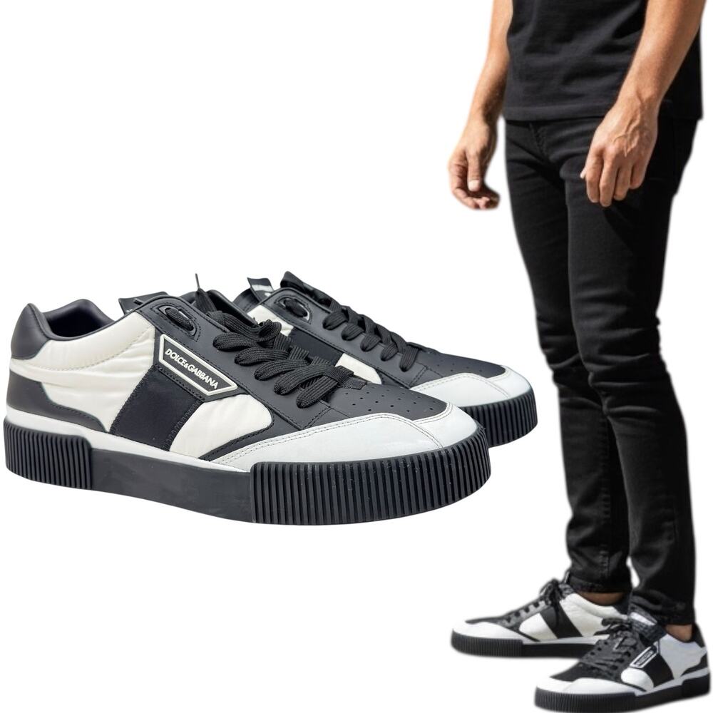 Dolce & Gabbana Miami Leather Low Top Sneakers Black Size 10